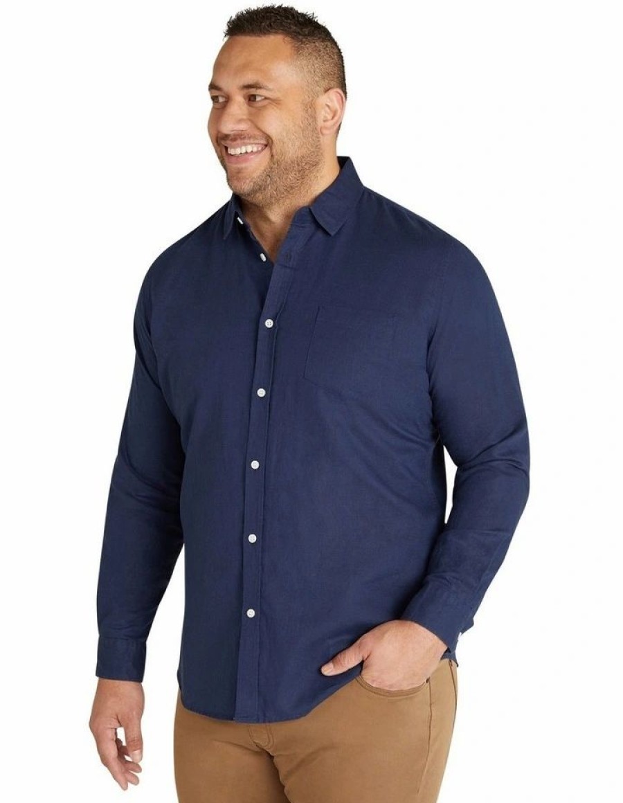 Big & Tall * | Johnny Bigg Original Anders Linen Shirt In Navy