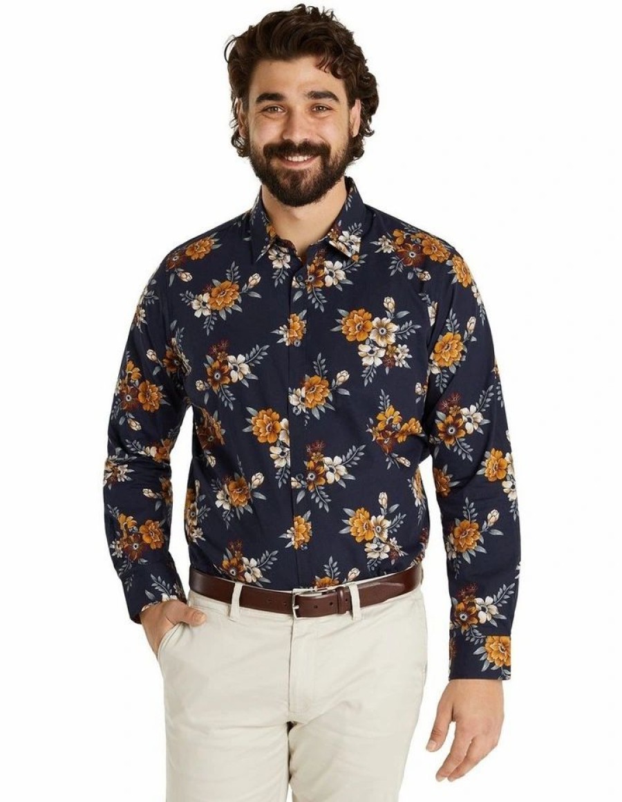 Suiting & Occasionwear * | Johnny Bigg Outlet Sale Madden Floral Shirt In Navy