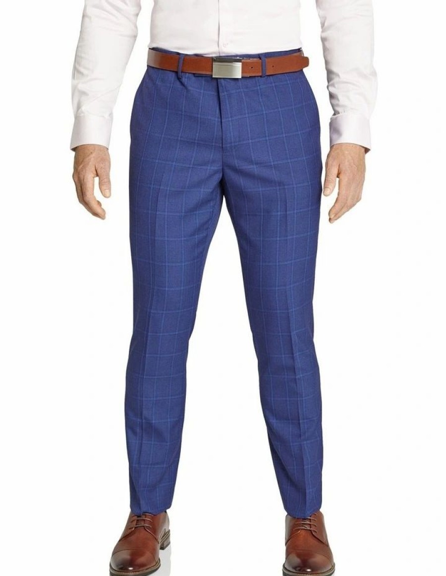 Suiting & Occasionwear * | Johnny Bigg Bestsellers The Gianni Check Dress Pant Blue Marine