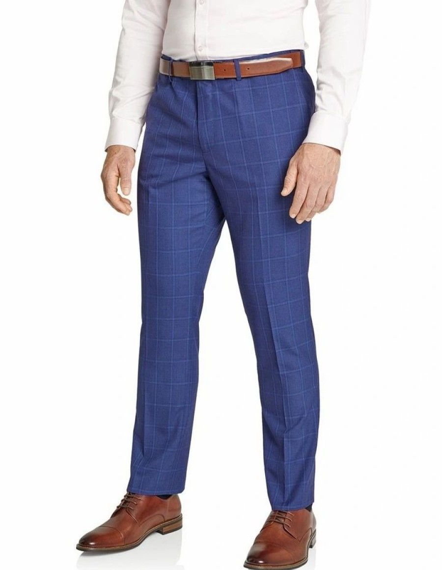 Suiting & Occasionwear * | Johnny Bigg Bestsellers The Gianni Check Dress Pant Blue Marine