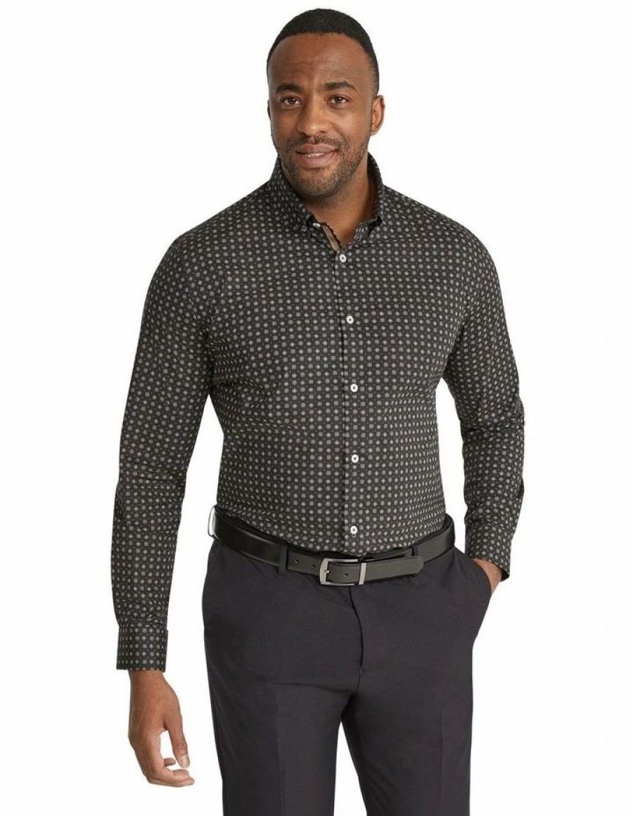 Big & Tall * | Johnny Bigg New Threads Jameson Geo Print Stretch Shirt In Black