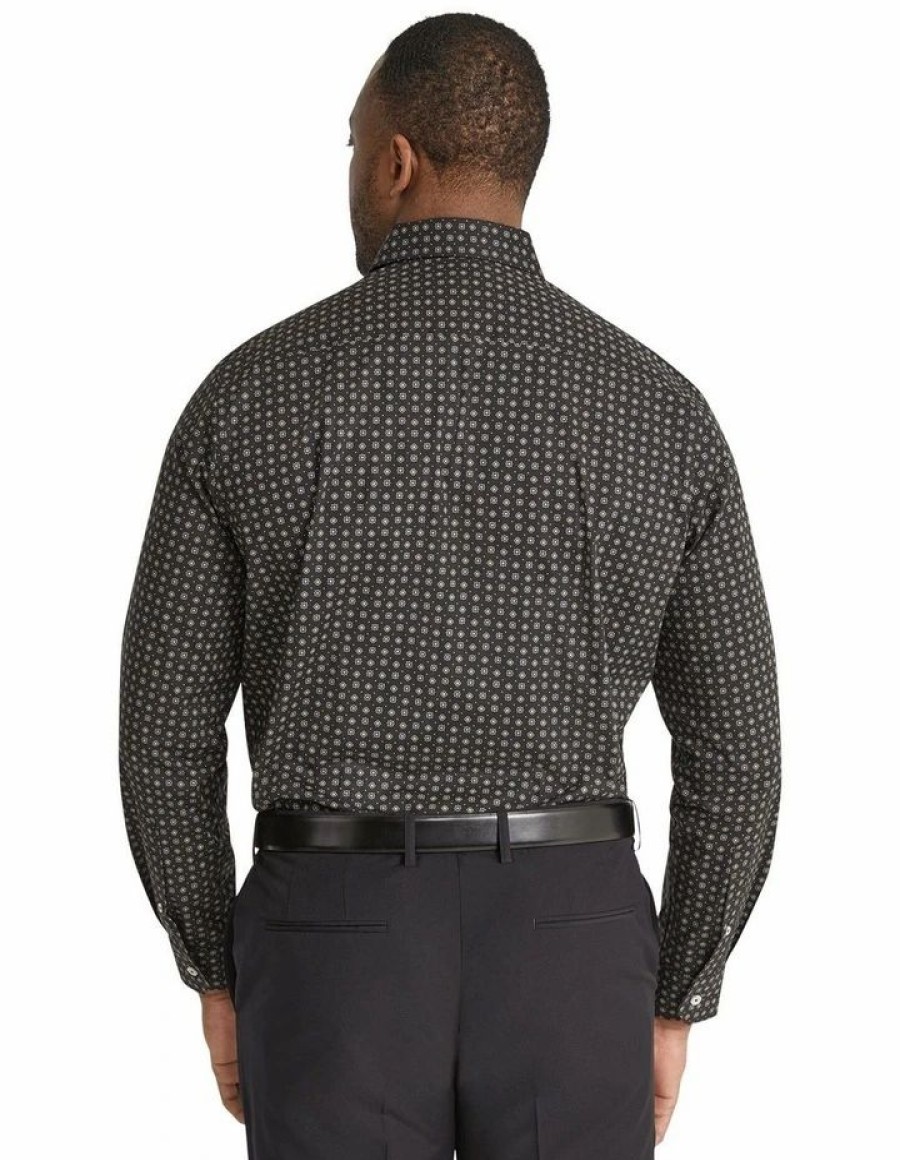 Big & Tall * | Johnny Bigg New Threads Jameson Geo Print Stretch Shirt In Black