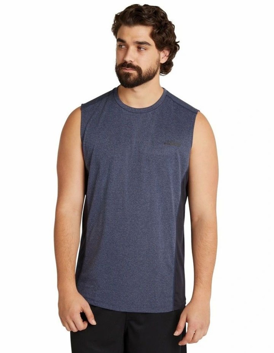 Clothing * | Johnny Bigg Cheap Active Mesh Muscle Tee In Blue Blue Marle