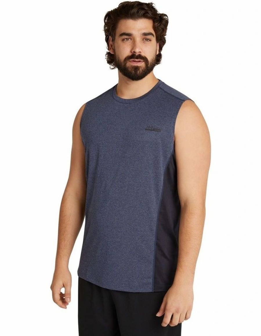 Clothing * | Johnny Bigg Cheap Active Mesh Muscle Tee In Blue Blue Marle