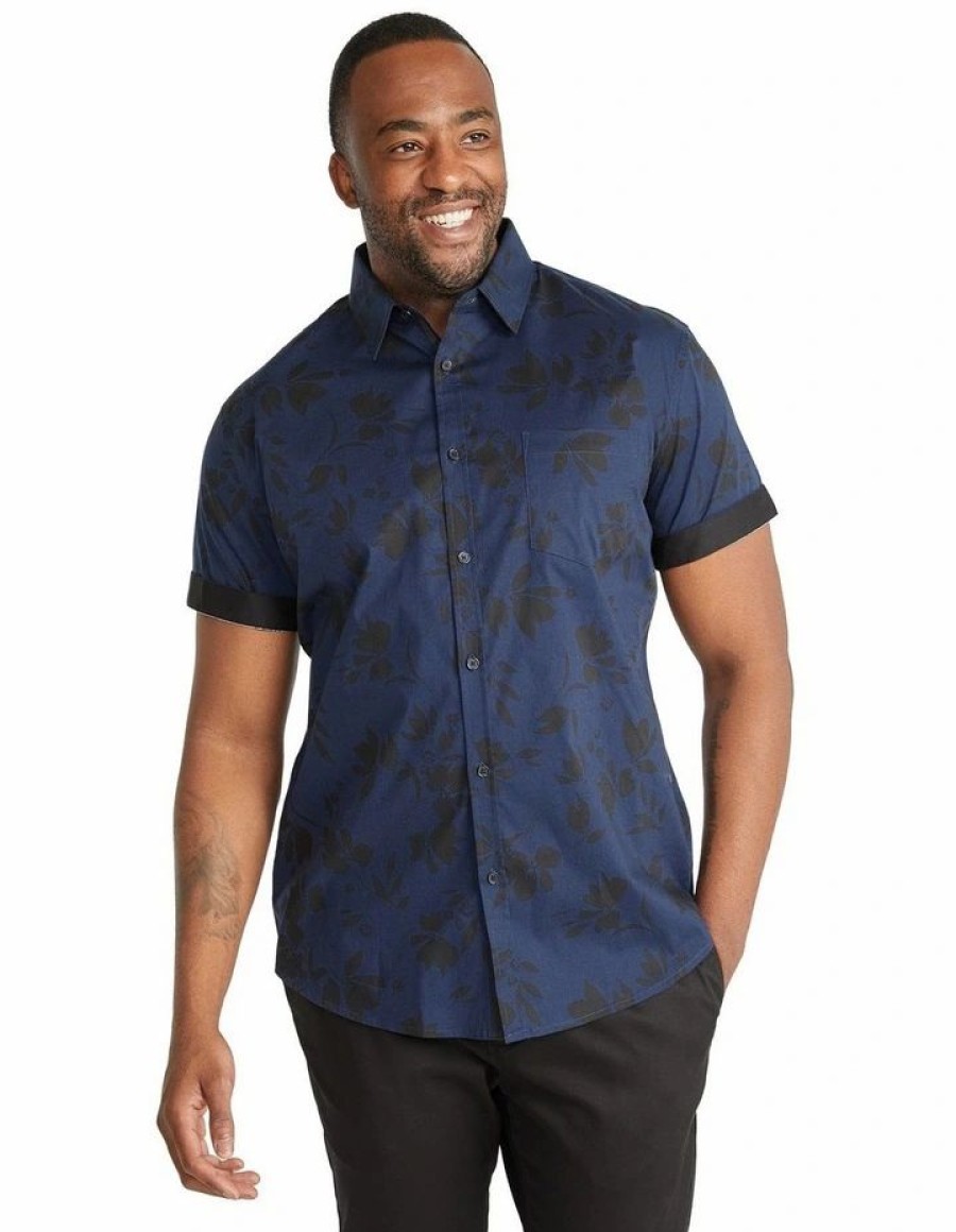 Big & Tall * | Johnny Bigg Outlet Sale Knight Floral Stretch Shirt In Navy