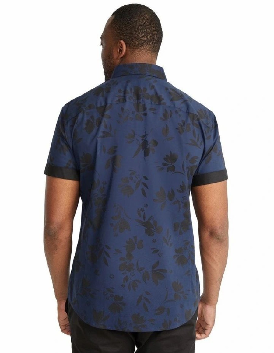 Big & Tall * | Johnny Bigg Outlet Sale Knight Floral Stretch Shirt In Navy