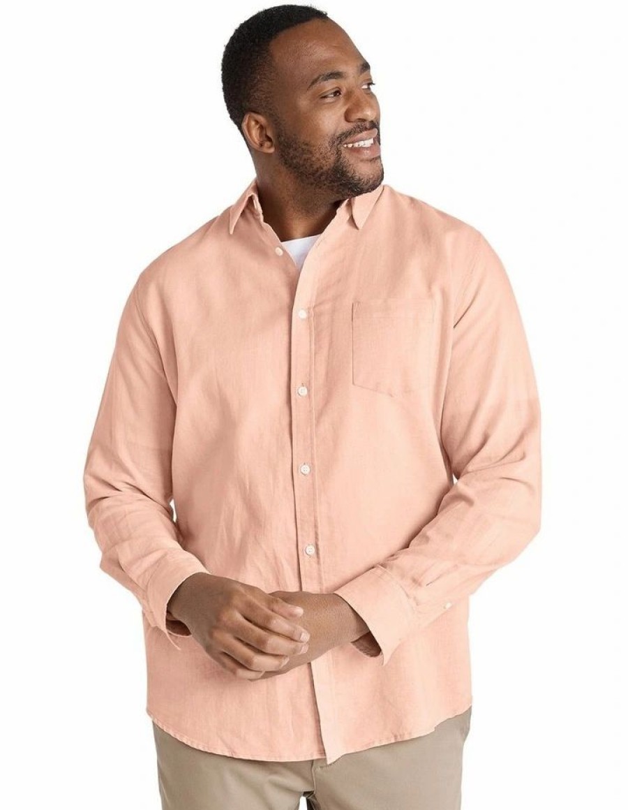 Big & Tall * | Johnny Bigg Crazy Deals Anders Linen Shirt In Dusk Pale Pink